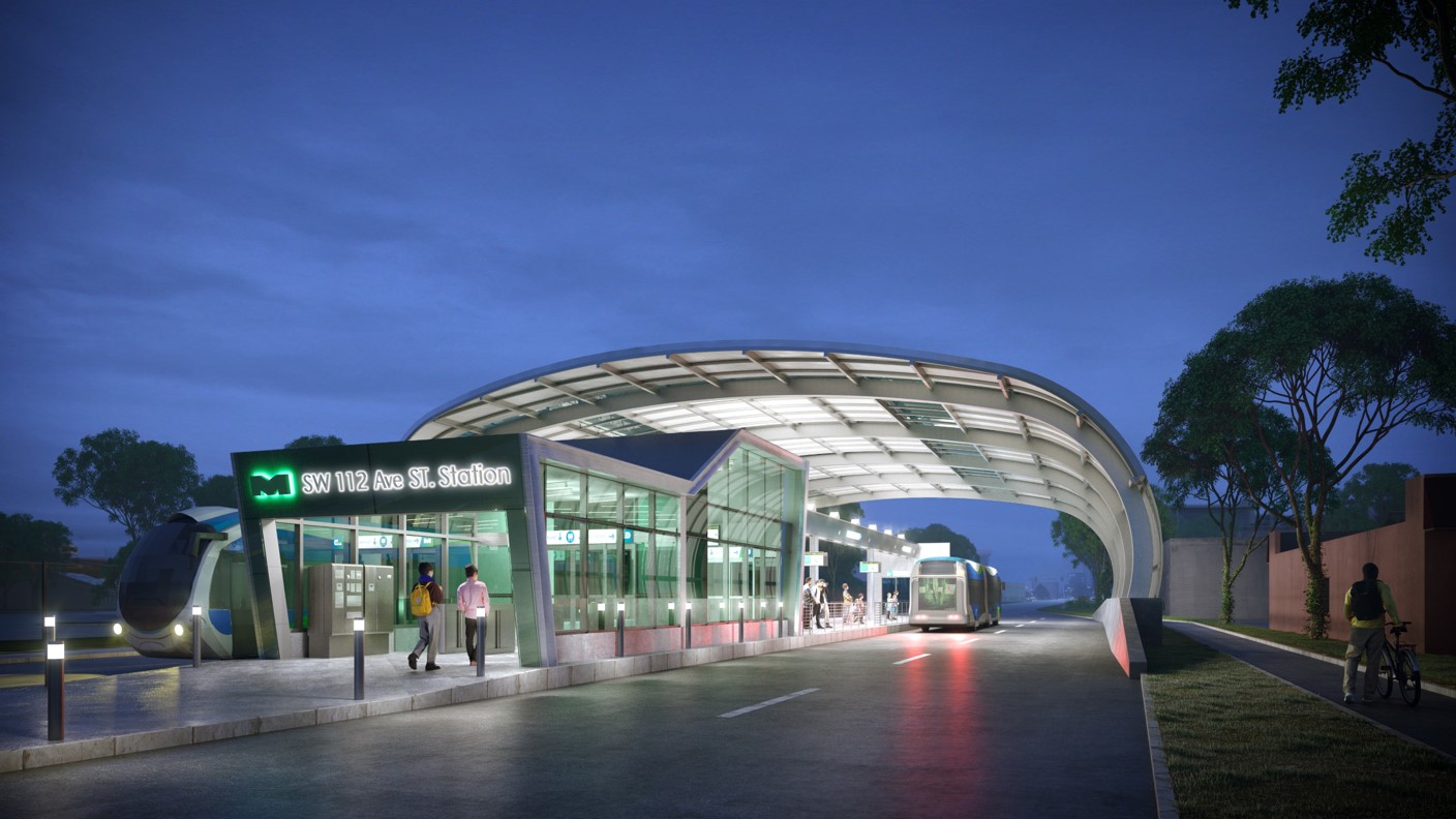 Rendering of a station on the South Dade Bus Rapid Transit line in Miami-Dade County Florida
