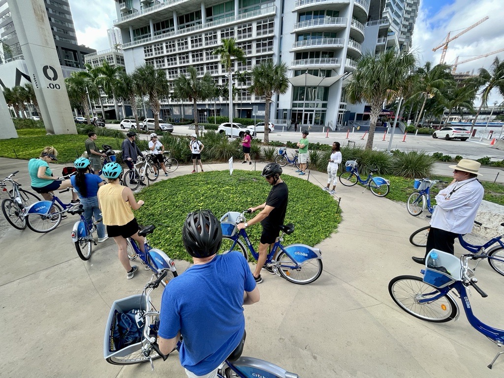 Mobile Workshop group on bicycles - from 2022 conference in Miami