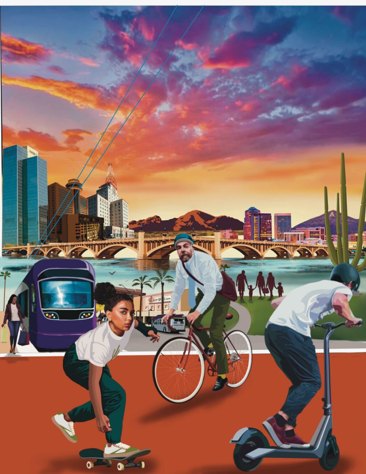 Artwork for 2023 Mpact Transit + Community conference in Phoenix, by Tato Caraveo
